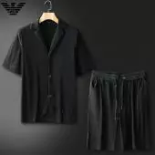 2021 armani Tracksuit manche courte homme shirt and short sets ea2024 noir